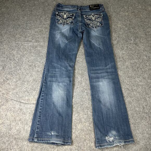 Grace In LA Jeans Size 27 Medium Wash Boot Cut Stretch Denim Embellished Flaws - Picture 13 of 15